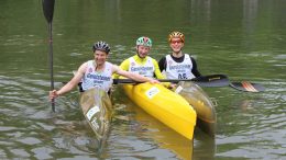 J. Feichtiger (AUT), L. Szabo (HUN), S. Teichert (GER) at the Canoe-triathlon München (GER) 2014 (c) A. Strüwing