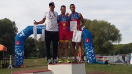Tomáš Svoboda (CZE), Enrique Peces (ESP), Jonathan Monteagudo (ESP) at Quadrathlon Komárno (SVK) 2017 (c) S. Teichert